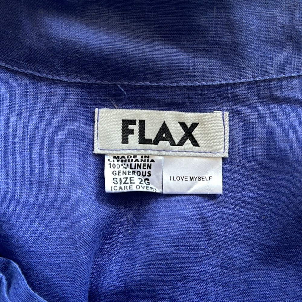 Flax Two-Piece Periwinkle Linen Cropped Wide leg Pantsuit - Picture 11 of 12